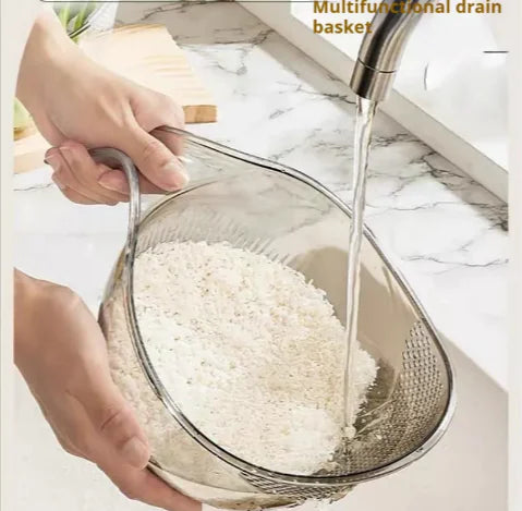 3-in-1 Drain Basket – Rice Washer, Veggie Basin, & Fruit Strainer