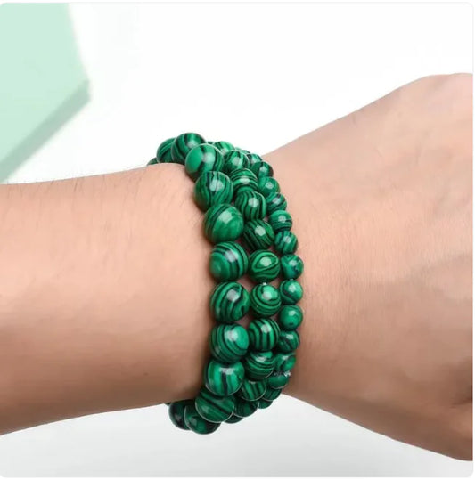 Emerald Glow Malachite Circle Bracelet