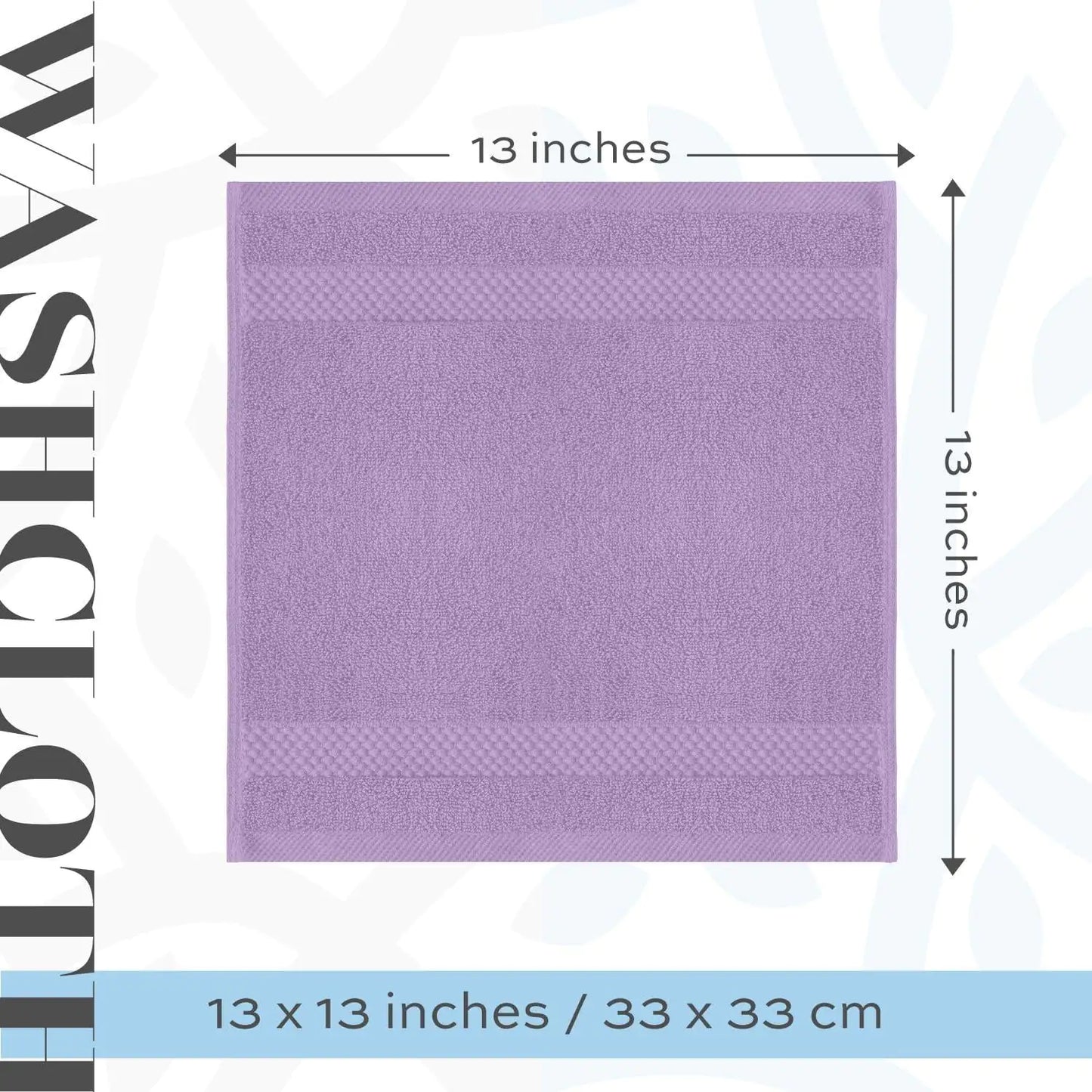 Luxury Washcloths for Bathroom Hotel Spa Bulk Set of 12 Lavender 13x13 Inch