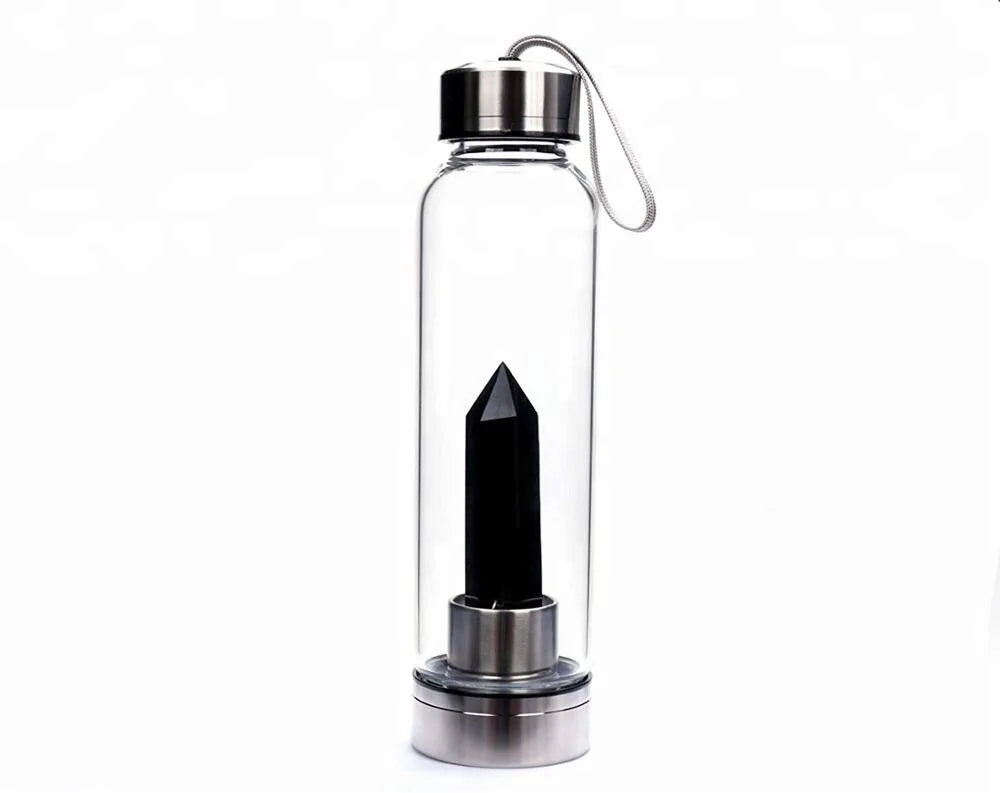 500ML Crystal Water Bottle Glass - Crystals Only