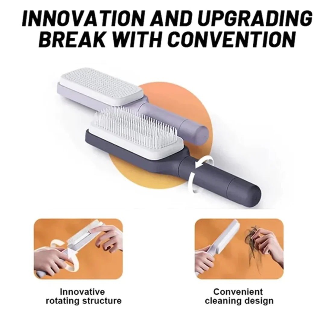 4-in-1 Self-Cleaning Hairbrush