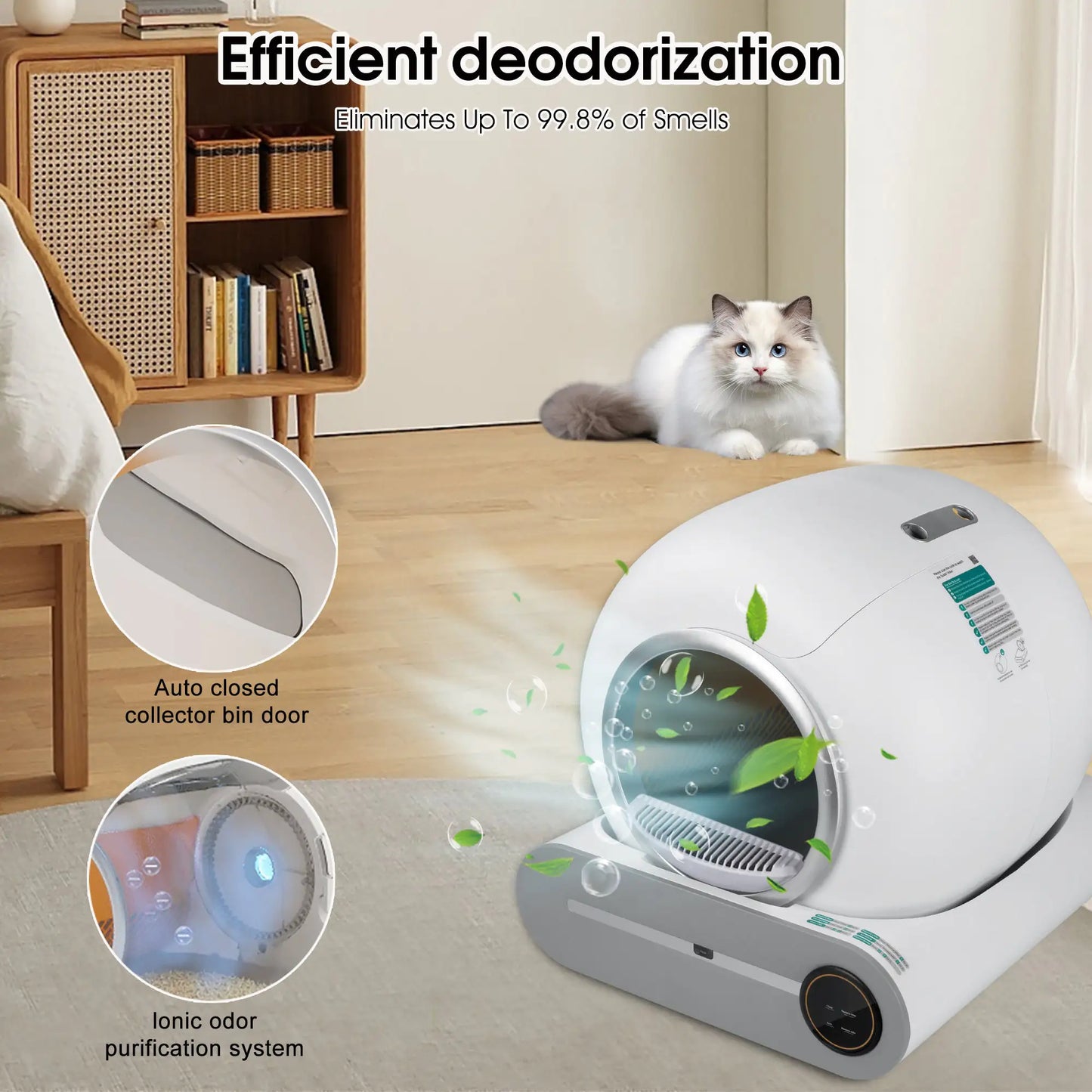 Self-cleaning Litter Box, Automatic Scooping And Deodorization, App Control Supports 2.4G WiFi, Intelligent Automatic Litter Box With Padding