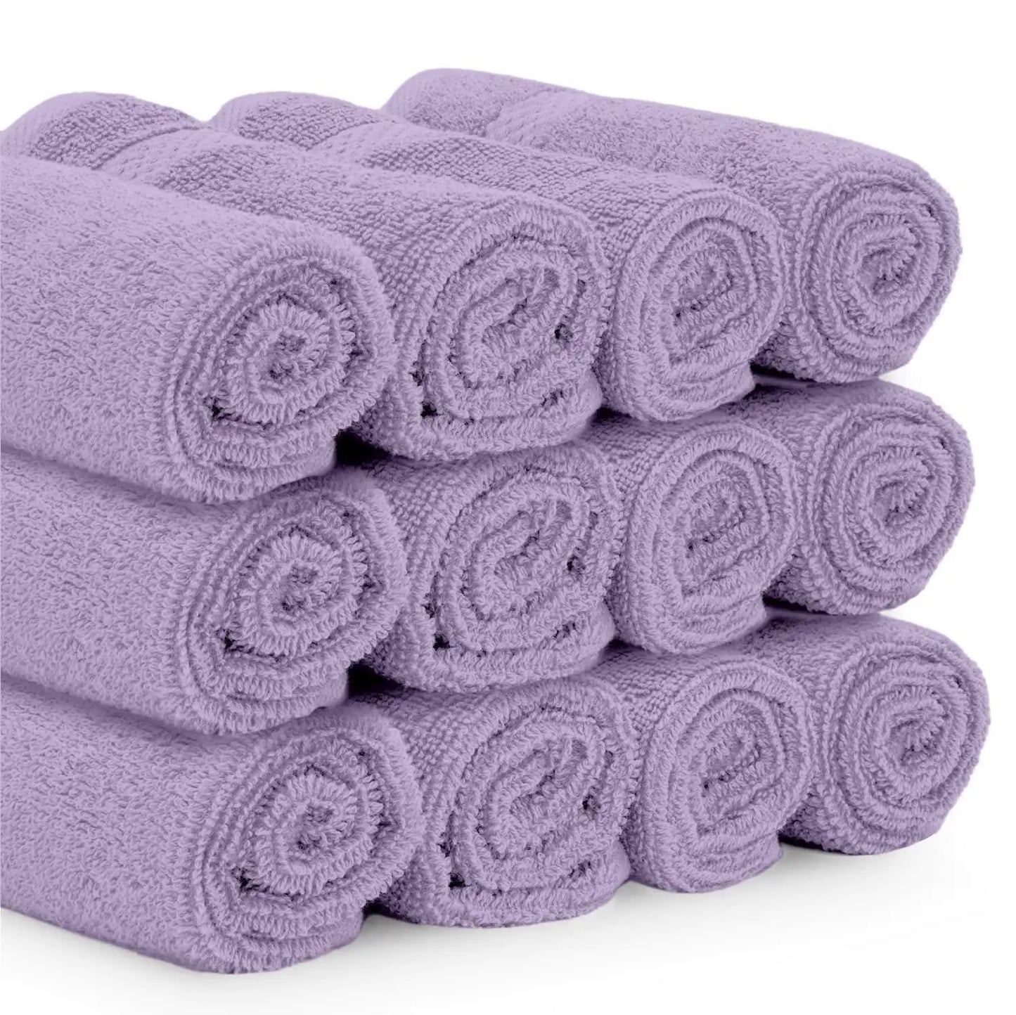 Luxury Washcloths for Bathroom Hotel Spa Bulk Set of 12 Lavender 13x13 Inch