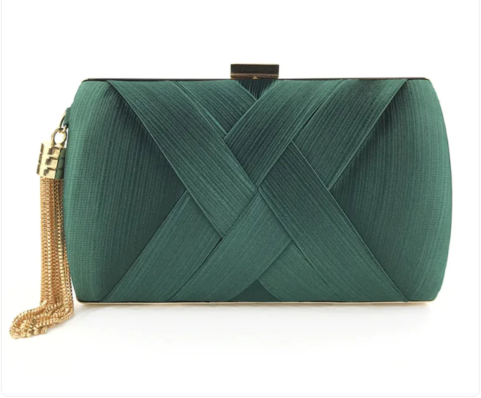 Satin Dinner Clutch with Stylish Tassel Design