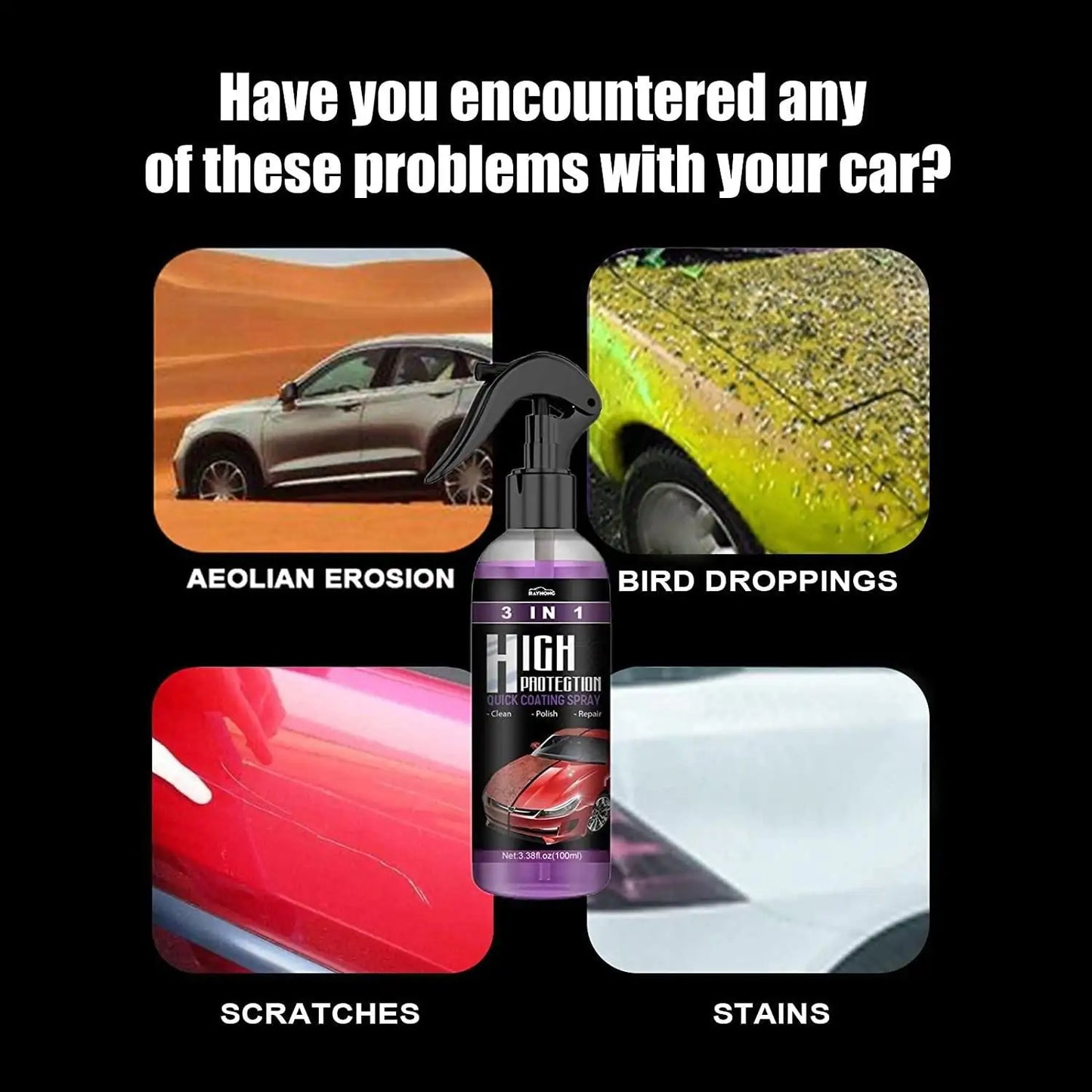 3-in-1 Car Shine/ Scratch Spray