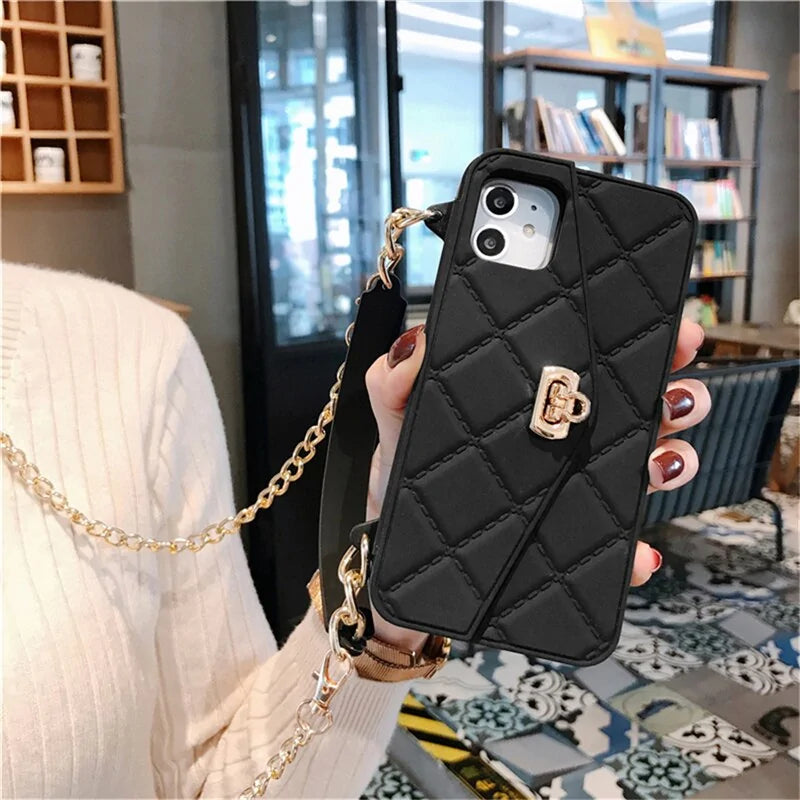 Chain Handbag Card Slot Wallet Case For iPhone