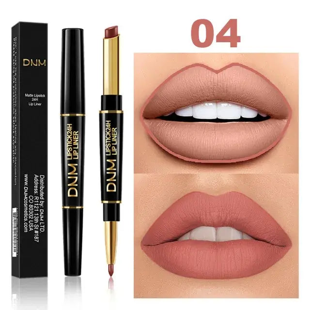 Double Ended Matte Lipstick Long Lasting Wateproof Lipsticks Brand Lip Makeup Cosmetics Dark Red Lips Liner Pencil Beauty