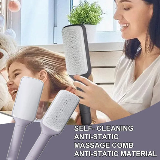 4-in-1 Self-Cleaning Hairbrush