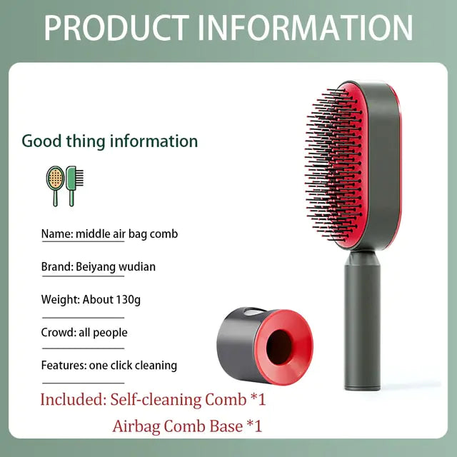 New One-key Self-cleaning Fine Teeth Hair Brush