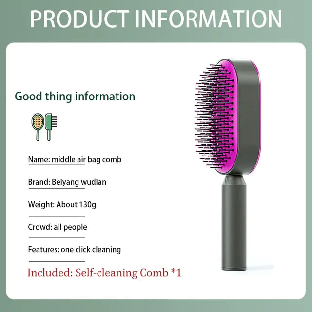 New One-key Self-cleaning Fine Teeth Hair Brush